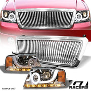 04-08 F150 Chrome Halo Sequential LED Tube Projector Headlights Am+V Grille