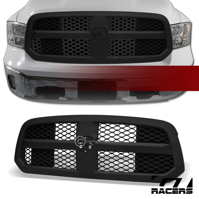 2013-2018 Dodge Ram 1500 Matte Black Honeycomb Mesh Front Hood Bumper Grille