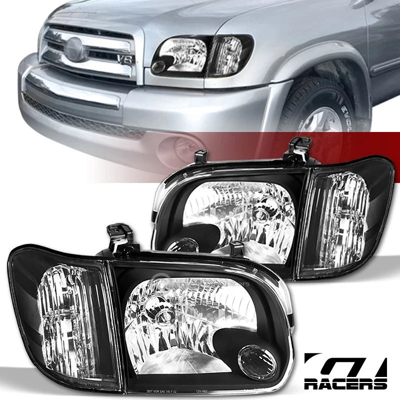2005-2006 Tundra Double/Sequoia Black Housing Headlights w/Corner Signal Nb