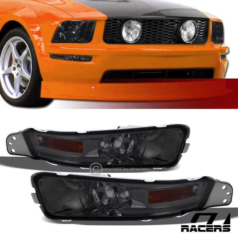 2005-2009 Mustang Smoke Amber Front Parking Bumper Lights Corner Lamps Jy
