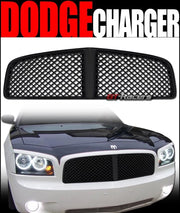 2006-2010 Dodge Charger Blk Luxury Badgeless Mesh Front Bumper Grill Grille