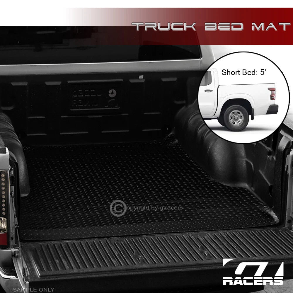 2022-2024 Frontier 5 Feet 60" Black Rubber Diamond Truck Bed Floor Mat Liner