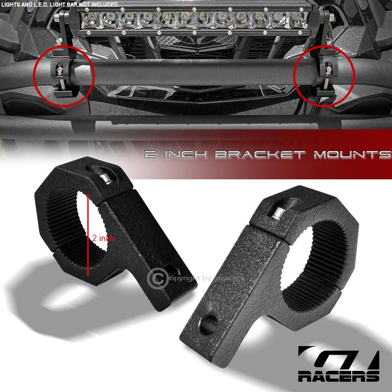 Texture Blk 2" Tube Bull Bar Roll Cage Mount Bracket Clamps Led Light Fr G30