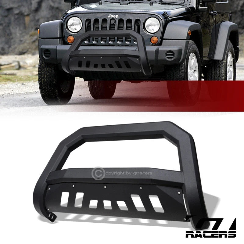 2007-2009 Jeep Wrangler JK Matte Black AVT Edge Bull Bar Bumper Grille Guard