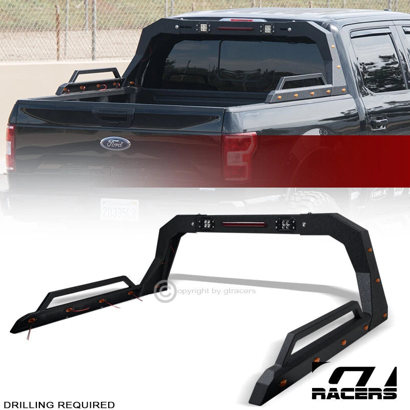 Pickup Truck Adjusable Chase Rack Roll Bar With Brake Lamp+LED+Amber V2 GGH