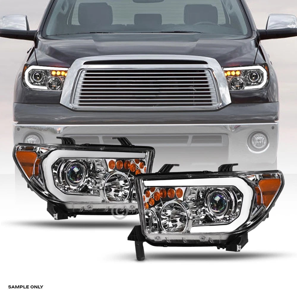 2007-2013 Tundra/Sequoia Chrome Projector Headlights Signal Amber w/LED Tube
