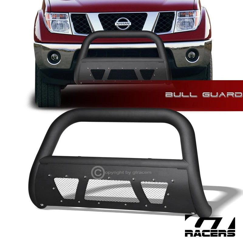 2005-2021 Frontier/Xterra Matte Blk Studded Mesh Bull Bar Push Bumper Guard