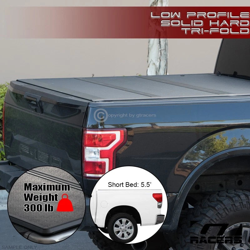 2014-2021 Toyota Tundra 5.5' Bed Lo Pro Aluminum Hard Tri Fold Tonneau Cover