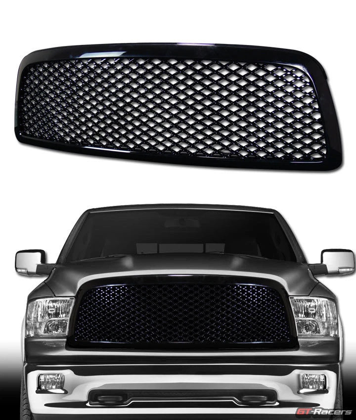 2009-2012 Dodge Ram 1500 Blk Luxury Mesh Front Bumper Grill Grille Guard ABS
