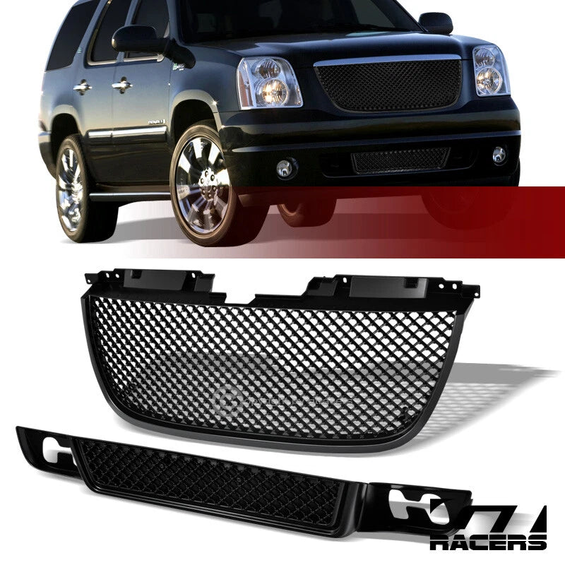 Matte Black Mesh Upper & Lower Bumper Front Grille 07-14 GMC Yukon Denali