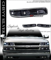 1999-2002 Chevy Silverado Black Housing Signal Bumper Corner Lights Lamps Yd