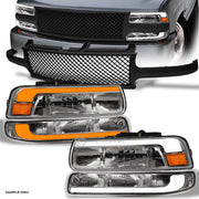 Sequential 00-06 Suburban/Tahoe Chrome LED Headlights Am+Matte Blk M Grille