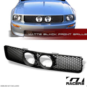 2005-2009 Mustang Gt Matte Black Mesh Front Bumper Grille w/Fog Lights Hole