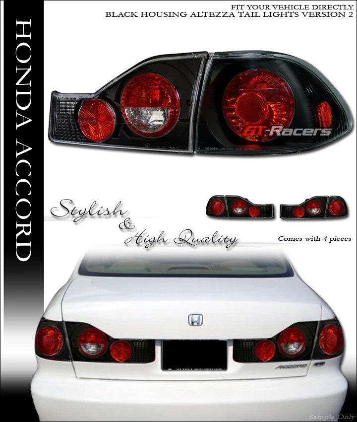 1998-2000 Honda Accord 4 Door Sedan Jdm Black Altezza Tail Lights Lamps V2
