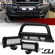 1999-2004 Ford F250/F350 Textured Black Studded Mesh Bull Bar+36W LED Lights