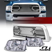 2010-2018 Dodge Ram 2500/3500 Chrome Quad Headlight nb+Big Horn Style Grille