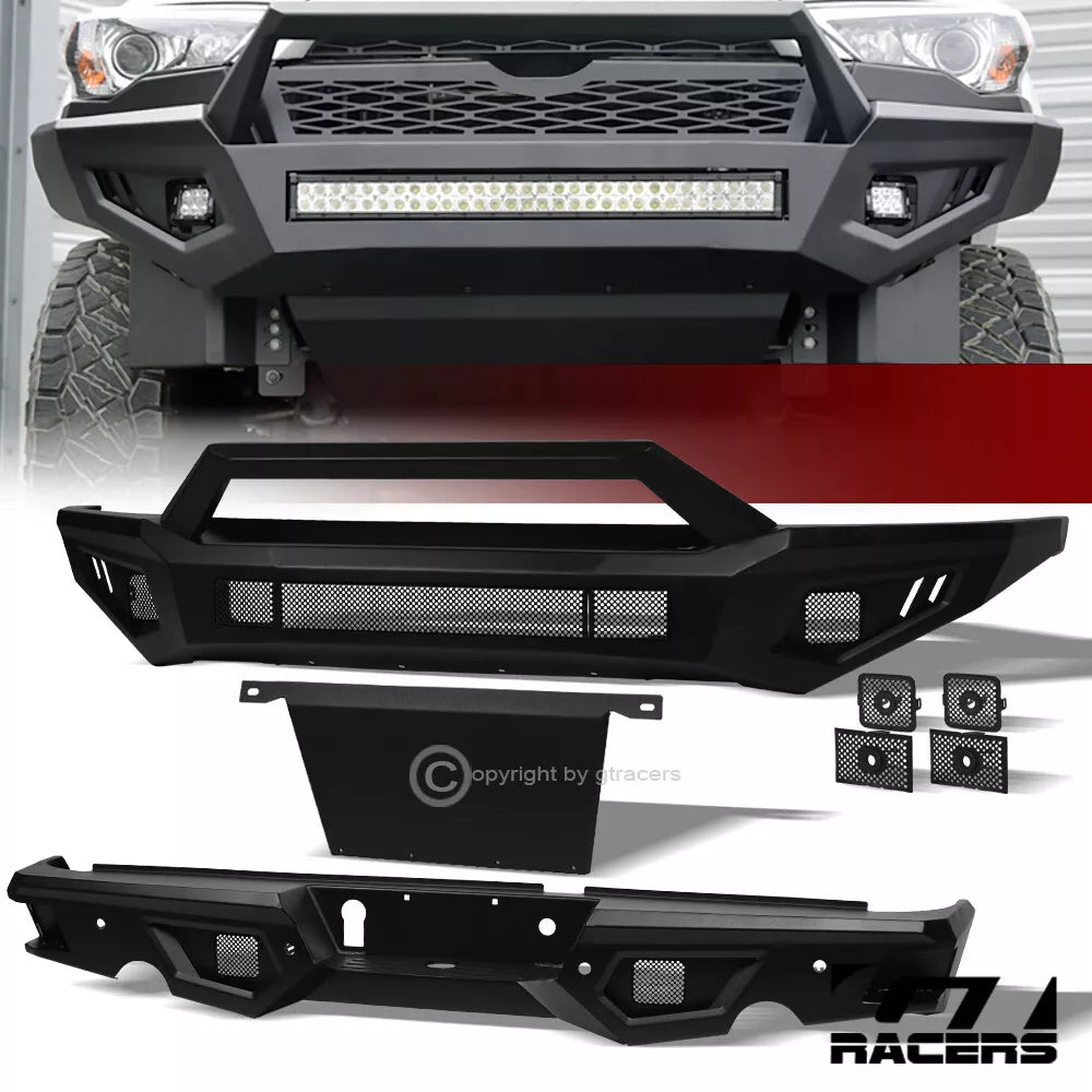 2015-2018 Ram 1500 Rebel Matte Blk Front & Rear Bumper+Skid Plate+Sensor Kit