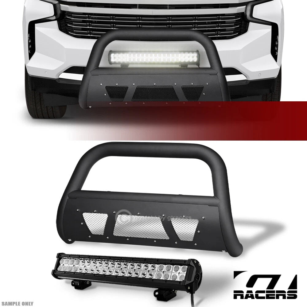 2021-2024 Tahoe/Suburban Matte Blk Studded Mesh Bull Bar+120W CREE LED Light