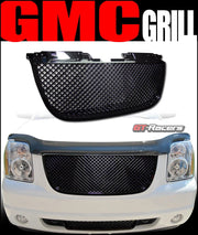2007-2014 GMC Yukon Denali Black Badgeless Mesh Front Bumper Grill Grille