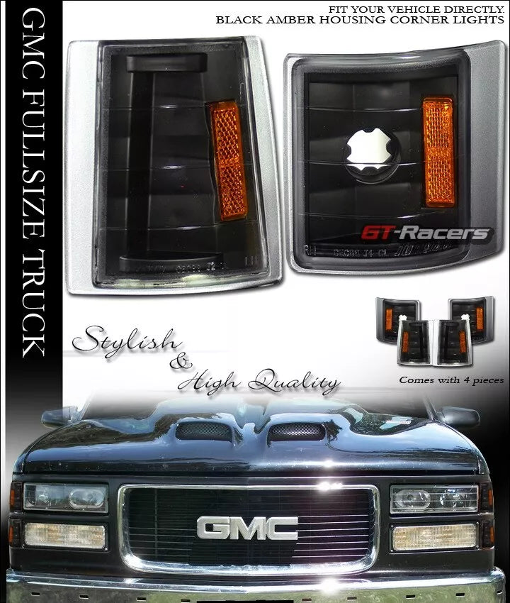1994-2000 GMC C10 C/K Truck/Suv Black Amber Signal Parking Corner Lights K2