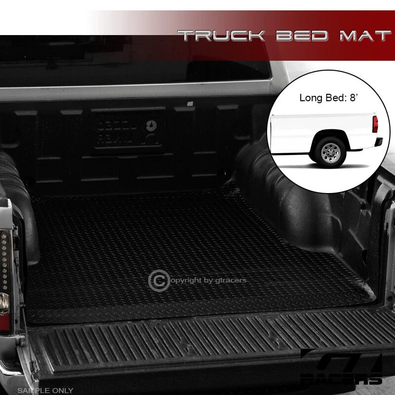 1999-2007 Silverado/Sierra 8 Ft Blk Rubber Diamond Truck Bed Floor Mat Liner