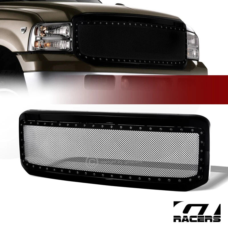 2005-2007 F250/F350 Superduty Blk Rivet Bolt Steel Mesh Bumper Grill Grille