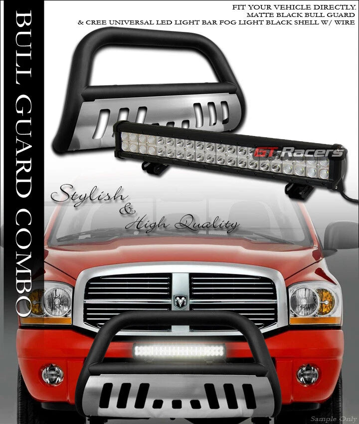 2006-2008 Dodge Ram 1500 Matte Black/Skid Bull Bar Guard+120W CREE LED Light