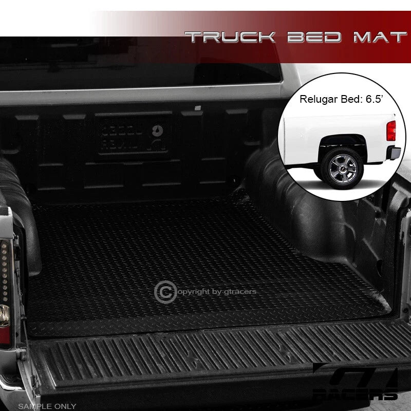 2007-2018 Silverado/Sierra 6.5' Blk Rubber Diamond Truck Bed Floor Mat Liner