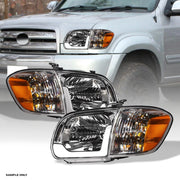 2005-2006 Tundra Crew/Sequoia Chrome Headlights+Corner Lamp Amber w/LED Tube