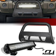 Matte Blk Studded Mesh Bull Bar+120W CREE LED Light 2005-2007 Grand Cherokee