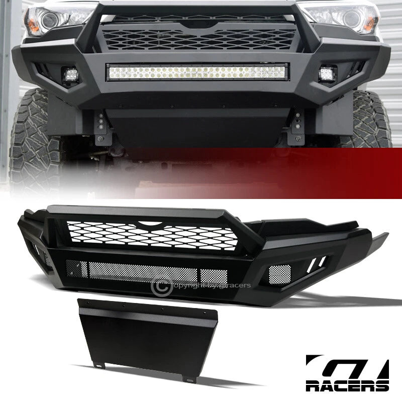 2014-2019 Toyota 4Runner Matte Blk Full Width Steel Front Bumper+Skid Plate