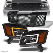 Switchback Sequential 04-07 Titan/Armada Black LED Headlights Am+Mesh Grille