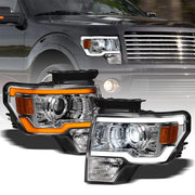 Switchback Sequential 09-14 F150 Chrome Full LED Projector Headlights+Strip