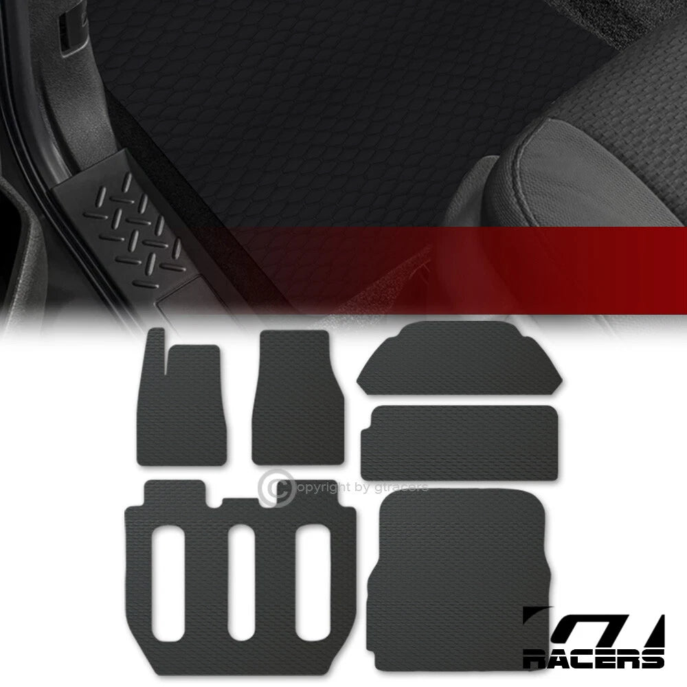 2017-2020 Tesla X 7 Seats Honeycomb HEX Rubber All Weather Floor Mats 6pc