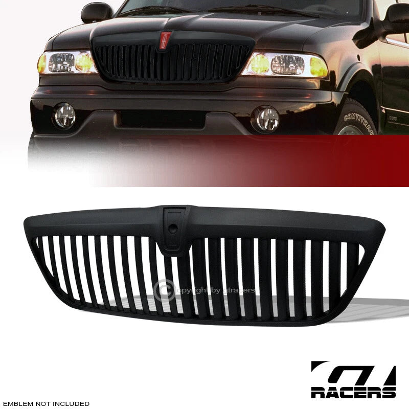 1998-2002 Lincoin Navigator Glossy Black Vertical Front Bumper Grill Grille