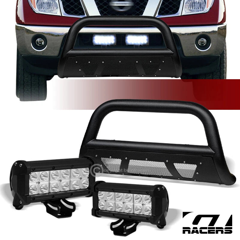 05-21 Frontier/Xterra Textured Blk Studded Mesh Bull Bar+36W CREE LED Lights