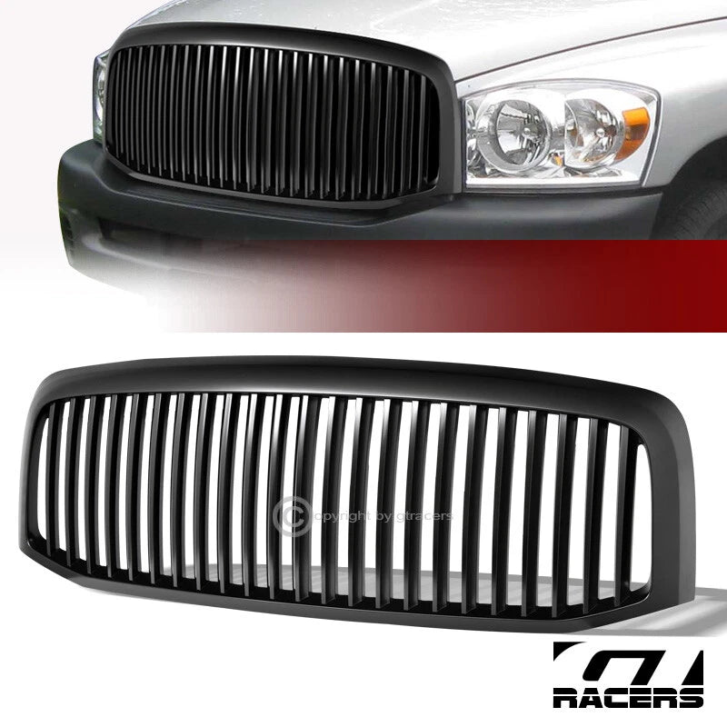 Matte Black 2006-2009 Dodge Ram Vertical Badgeless Front Bumper Grill Grille