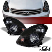 2003-2004 Infiniti G35 4D 4Dr Sedan Jdm Sport Black Crystal Headlights Lamps