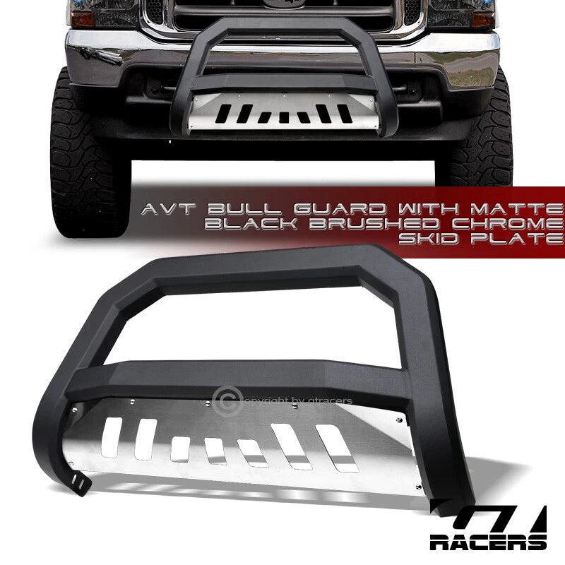 1999-2004 F250/Excursion Matte Black AVT Edge Bull Bar Bumper Guard+Ss Skid
