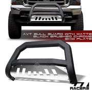 1999-2004 F250/Excursion Matte Black AVT Edge Bull Bar Bumper Guard+Ss Skid