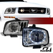 2005-2009 Ford Mustang Chrome Housing DRL LED Halo Ring Headlights Lamps nb
