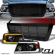 2004-2008 F150 Black Sequential LED Tube Bar Headlights Am+Horizontal Grille