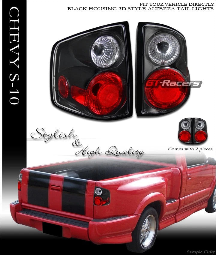 1994-2004 Chevy S10 Truck GMC S15 Sonoma Black *3D* Altezza Tail Lights Lamp