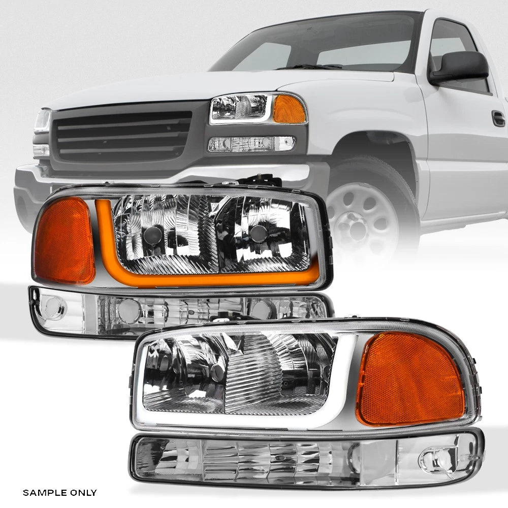 Switchback Sequential 99-07 Sierra/Yukon Chrome Headlights+Bumper w/LED Tube