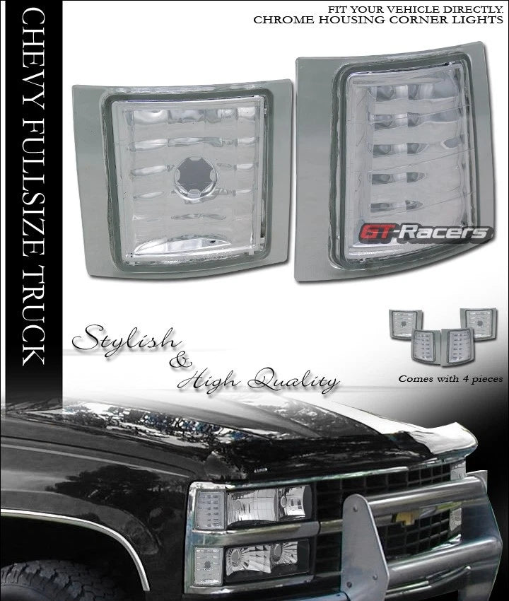 1994-2000 Chevy C10 C/K Truck/SUV Chrome Clear Parking Corner Lights Lamp yd