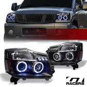 2004-2015 Nissan Titan/Armada Blk LED Halo Projector Headlights Lamps Signal