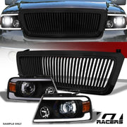 2004-2008 F150 Blk Full LED Tube Bar Projector Headlights Am+Vertical Grille