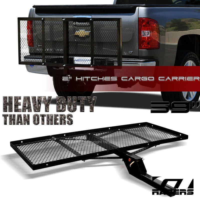 Black Mesh Foldable Trailer Hitch Luggage Cargo Carrier Rack Hauler Tray 59" G09