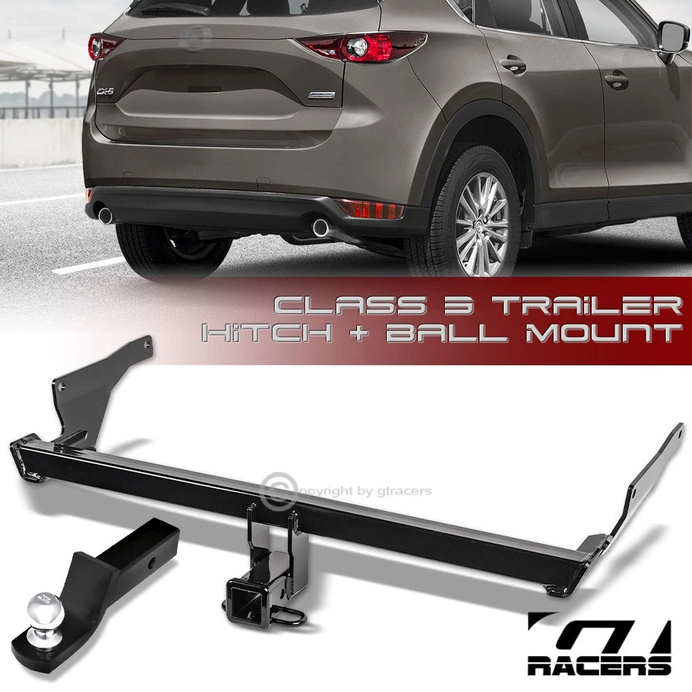 2013-2025 Mazda CX5 Class 3 Black Trailer Hitch Receiver+2" Drop Ball Mount