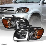 2005-2006 Tundra Double/Sequoia Blk Headlights+Corner Signal Amber w/LED Bar